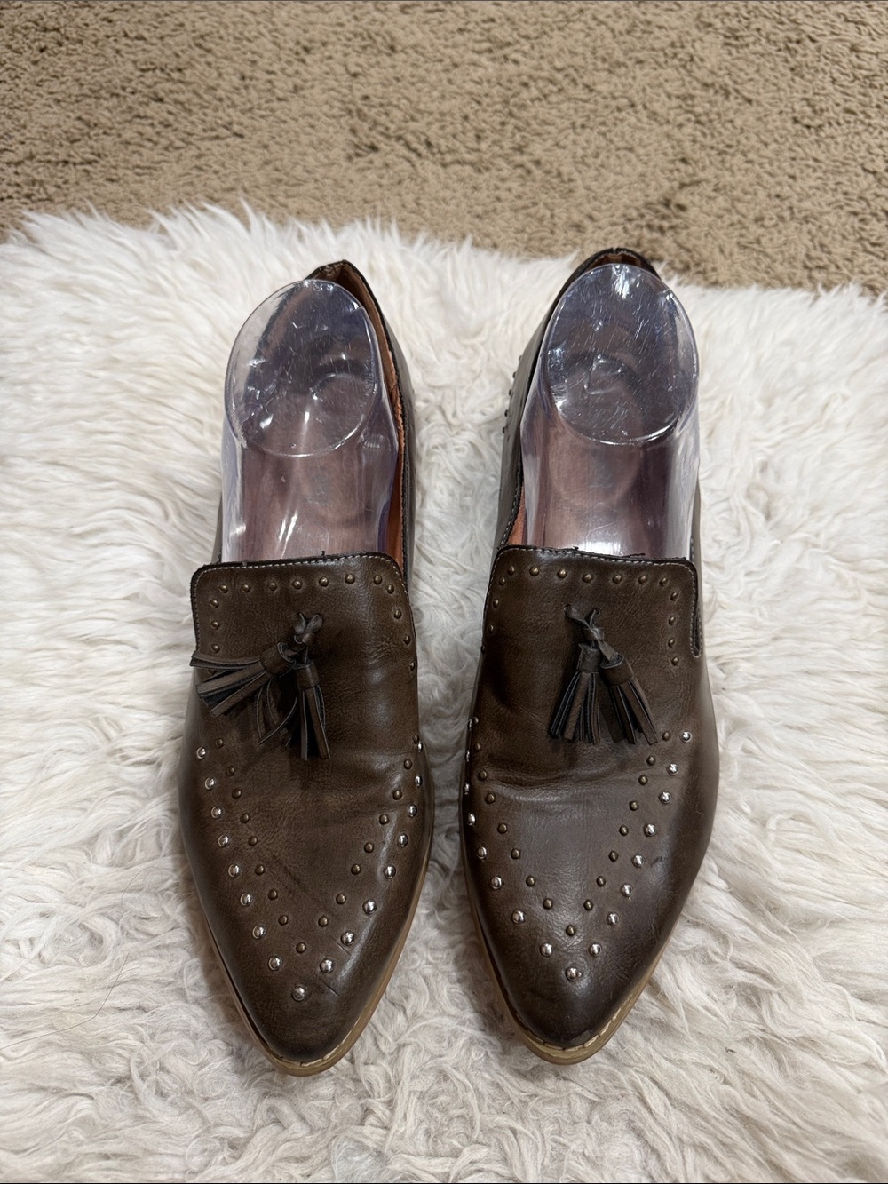 Anthropologie Mi.iM The Adline Tasseled Brown Studded Loafer Size 9 - Picture 2 of 8